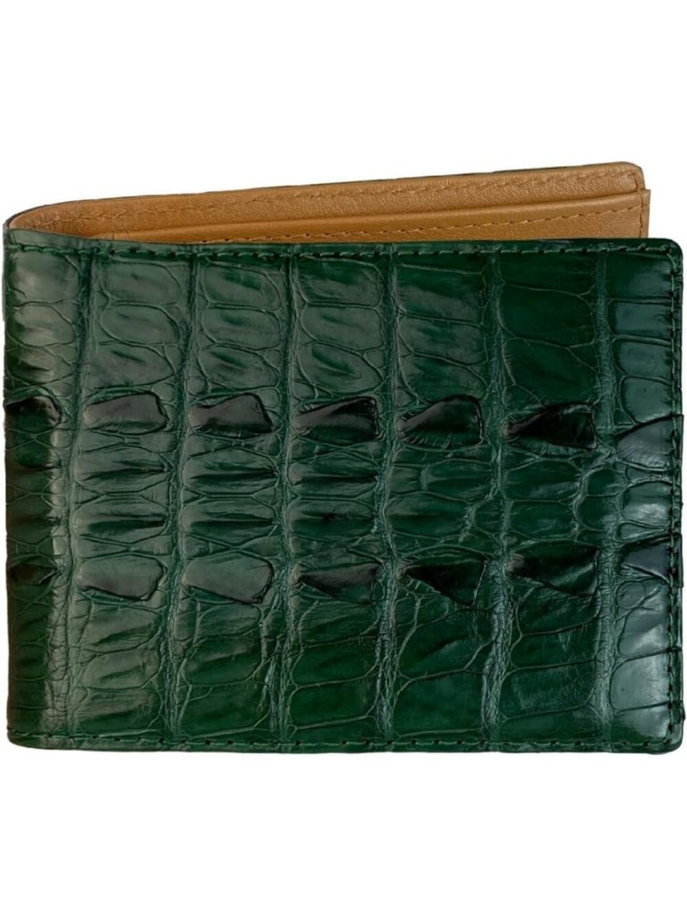 Men's Leather Bifold Wallet - RFID Blocking, Alligator Print, Front Pocket